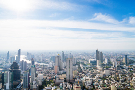 曼谷 暮光 旅行 天际线 天空 高的 办公室 城市景观 摩天大楼