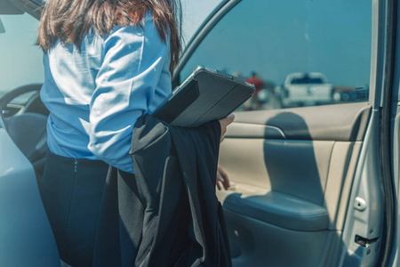 女商人 经理 街道 运输 安全 汽车 开车 公司 技术 司机