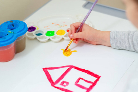 青年 油漆 画架 美丽的 房子 幼儿园 工艺 窗口 艺术家