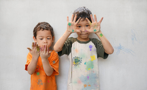 幸福 童年 水彩 娱乐 小孩 乐趣 可爱的 艺术 颜色 时间