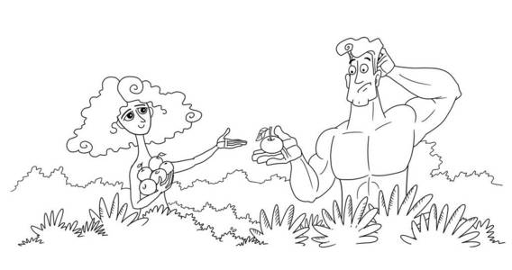 夏娃把知识之树的果实赐给亚当图片