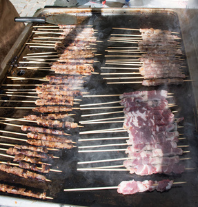 阿拉伯语 食物 烧烤 烤架 烹饪 沙威玛 辣椒粉 肉片 厨师