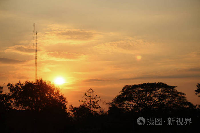 轮廓 场景 公园 日出 丘陵 旅行 天空 橡树 傍晚 美丽的