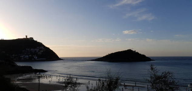 反射 西班牙 风景 轮廓 海湾 太阳 海洋 日出 假期 地平线