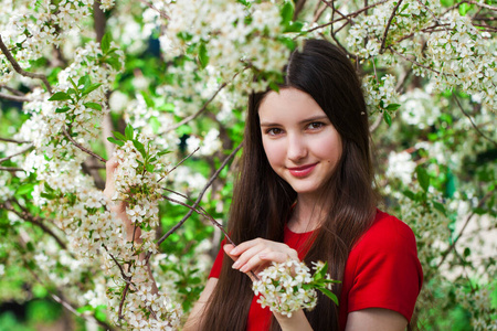 肖像 苹果 俄语 漂亮的 公园 开花 外部 特写镜头 樱花