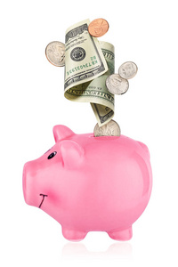 金融 货币 签名 收益 小猪 投资 落下 银行 经济 粉红色