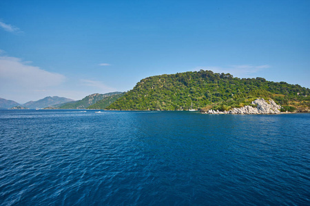 夏天 地中海 火鸡 波动 海岸线 泻湖 假日 旅行 全景图