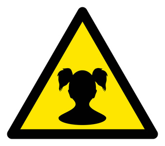 光栅女童警告三角形标志图标图片