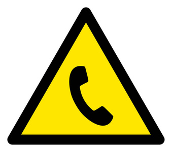 光栅电话警告三角形标志图标