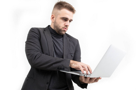 白种人 计算机 笔记本电脑 肖像 技术 企业家 在线 工作场所