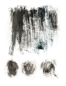 黑灰色集抽象水彩宏观纹理背景。彩色手工技术水彩。