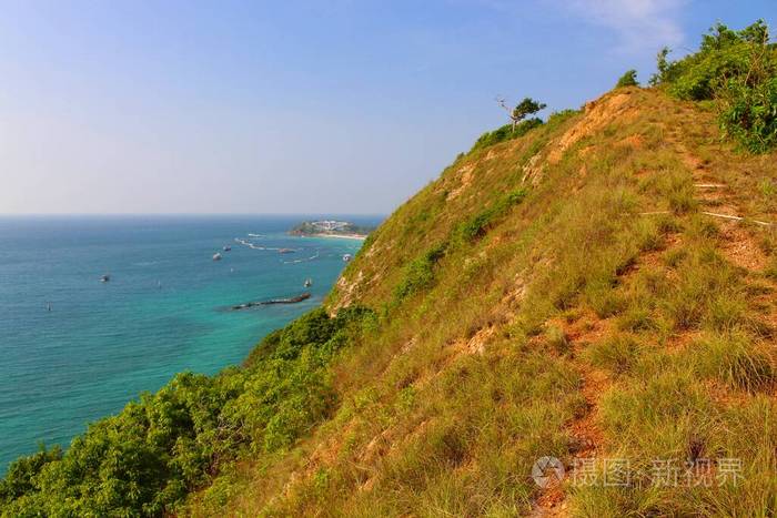 美丽的 旅游业 天空 海景 地中海 旅行 地平线 小山 航海