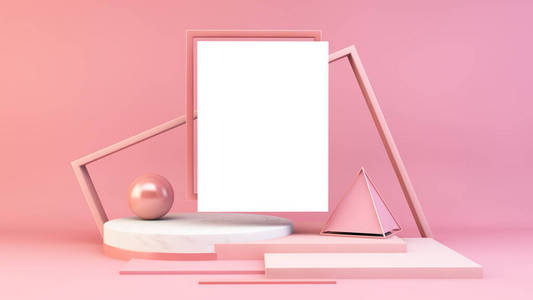柔和的 演示 产品 最小值 海报 空的 店面 粉红色 插图