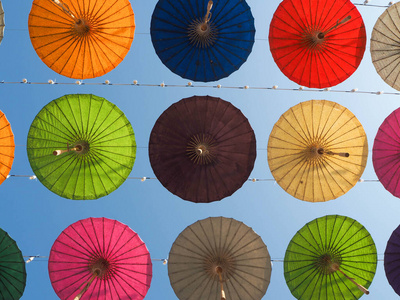 天空 泰国 粉红色 文化 传统 雨伞 亚洲