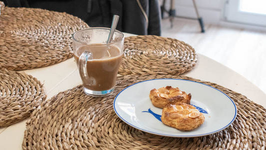 甜的 桌子 食物 早餐 浓缩咖啡 饼干 美味的 咖啡