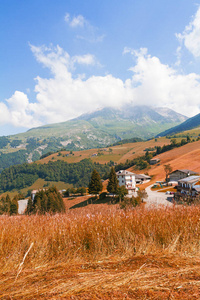 Alpine landscape in autumn, colorful nature and forest 