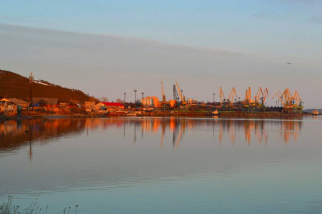 半岛 科拉 港口 俄罗斯 风景 天空 海湾 傍晚