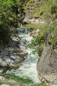 徒步旅行 小山 美丽的 瀑布 奥地利 娱乐 运动 欧洲 森林