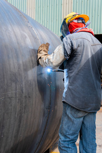 工程 金属 行业 头盔 男人 手套 工头 劳动 焊接工 面具