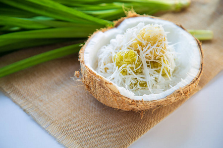 泰国 椰子 蛋糕 开胃菜 味道 芳香 美味的 软的 手工制作的