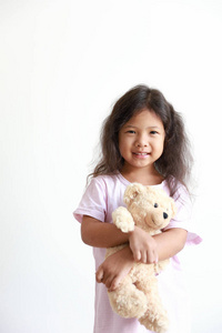 漂亮的 洋娃娃 肖像 可爱的 女孩 乐趣 拥抱 照顾 玩具