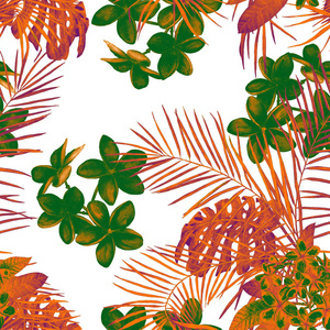 插图 花的 热带 郁郁葱葱 夏天 打印 时尚 自然 分支