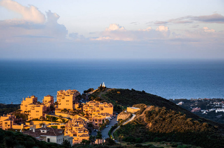 城市 夏天 城堡 意大利 地中海 海湾 小山 天空 旅行
