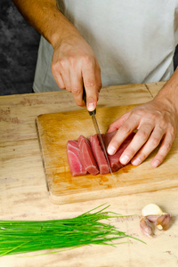 烹饪 日本人 鱼盘 切片 健康 肉片 营养 生的 厨房 大蒜
