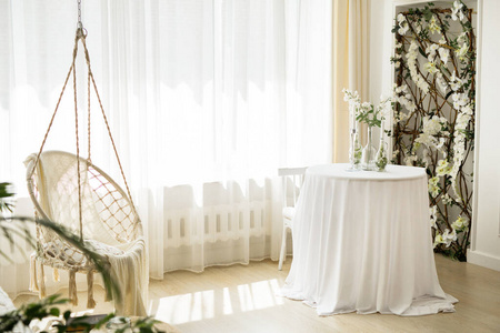 窗帘 窗口 奢侈 活的 婚礼 公寓 卧室 地板 酒店 桌子