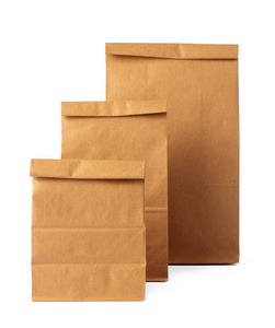 白底棕色工艺纸袋包装模板图片