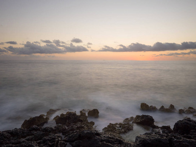 自然 岩石 石头 海岸线 地平线 日落 海滩 海湾 海景