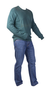 肖像 裤子 男人 牛仔布 纹理 颜色 时尚 按钮 套头衫