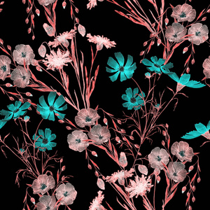 时尚 艺术 织物 优雅 纺织品 玫瑰 矢车菊 打印 绘画