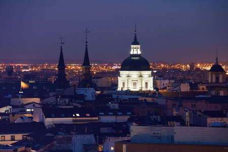 黄昏 全景 地标 欧洲 西班牙 天际线 大都市 旅游业 傍晚