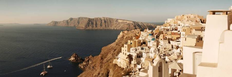 城市景观 村庄 全景 爱琴海 圣托里尼 全景图 欧洲 建筑学