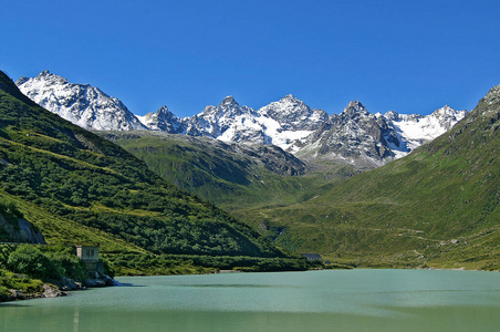天空 小屋 夏天 山谷 假期 美丽的 全景 自然 旅行 阿尔卑斯山