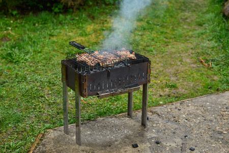 夏天 燃烧 热的 火盆 野餐 烹调 旅游业 烤架 余烬 烧烤
