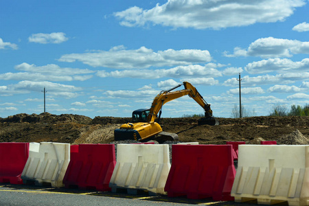 反铲 砾石 污垢 工程 水桶 推土机 土壤 重的 工作 建筑