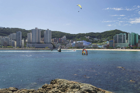 小山 亚洲 海滨 降落伞 天际线 风景 海滩 建筑学 自然