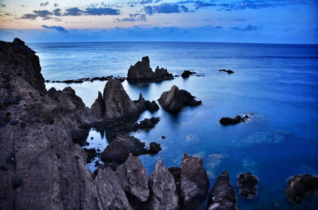 自然 日落 风景 海景 岩石 天空 傍晚