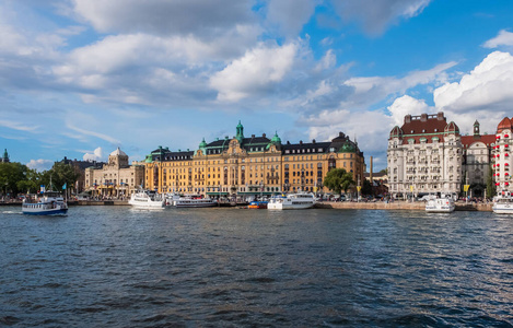 斯德哥尔摩 城市景观 斯堪的纳维亚语 旅行 运河 古老的