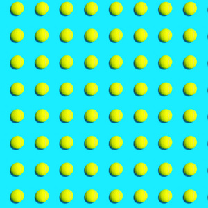 Trendy pattern made of tennis ball on blue green mint background