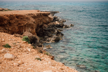 岩石 美丽的 悬崖 塞浦路斯 自然 旅游业 泻湖 海岸线