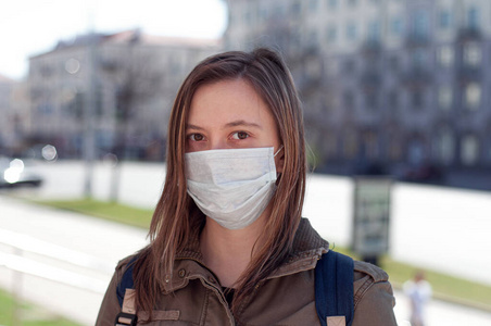 光晕 污染 流感 女人 气体 细菌 感染 空气 白种人 肖像
