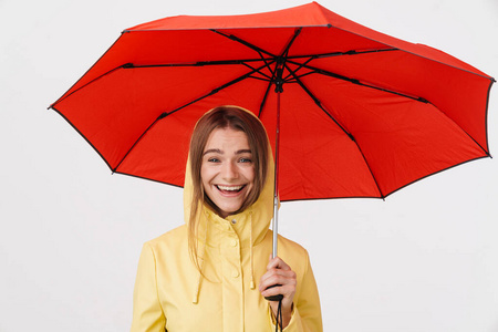 美好的 肖像 雨衣 复制空间 情绪 金发女郎 秋天 可爱的