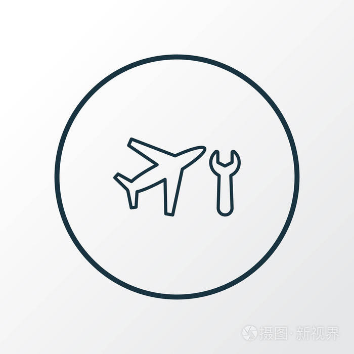 飞机维修图标线符号时尚风格的优质独立飞机维修元素