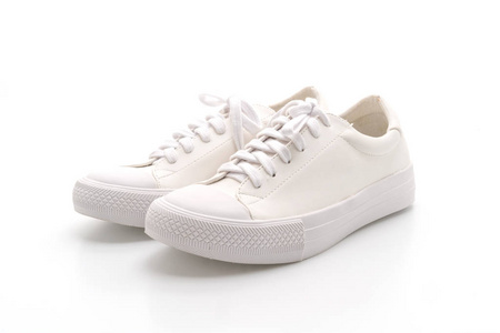 白底白色运动鞋照片