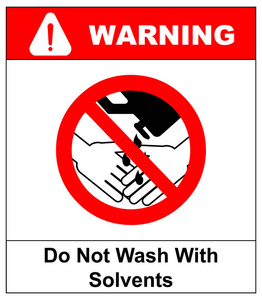 请勿用溶剂洗手标志.插图.警告横幅.红色禁止标志.禁止标志照片