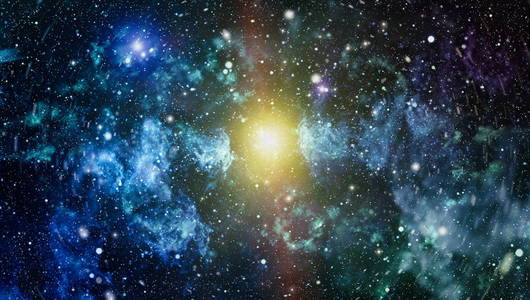 有恒星和空间的银河系.新的大全景,深入太空.布满星星的漆黑夜空.