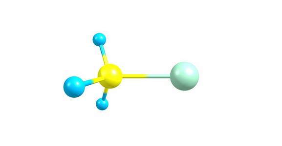 氯甲烷分子结构的白色分离照片